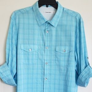 Calvin Klein Men's Teal Rollup Dress Shirt
